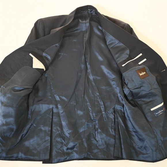 Neiman Marcus 46R Blue Striped 100% Wool‎ Sable Blazer Suit Jacket Sport Coat - Picture 6 of 12